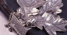 Acorn detail on book binding